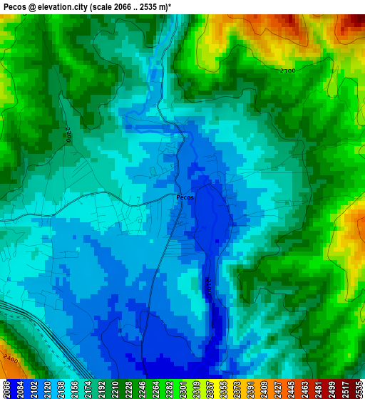 Pecos elevation map