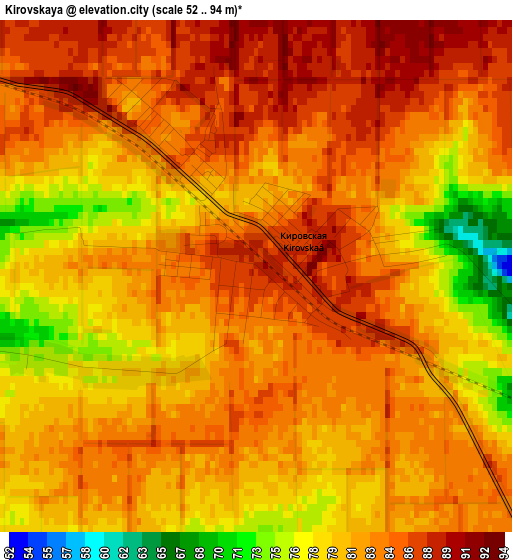 Kirovskaya elevation map