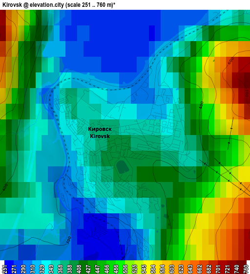 Kirovsk elevation map