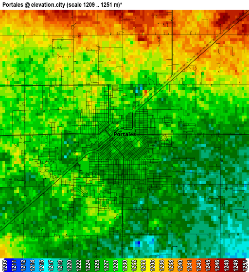 Portales elevation map