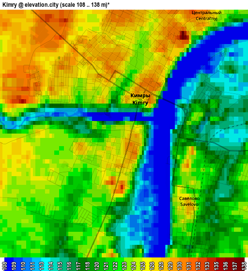 Kimry elevation map