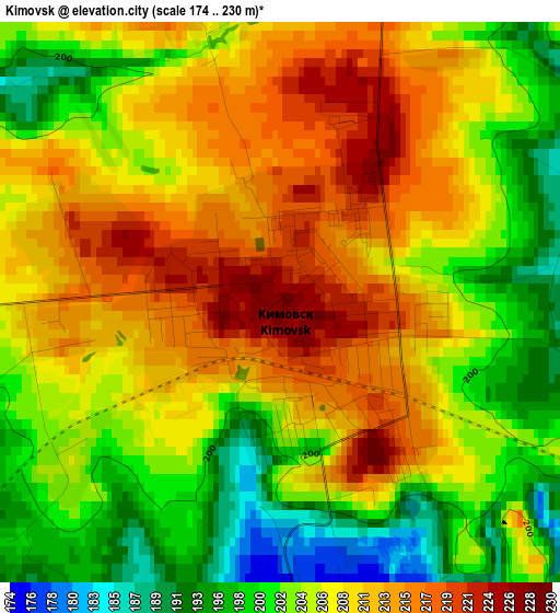 Kimovsk elevation map