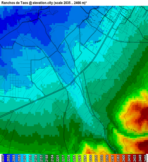 Ranchos de Taos elevation map