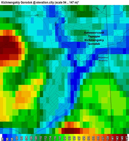 Kichmengskiy Gorodok elevation map
