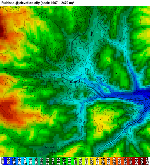 Ruidoso elevation map