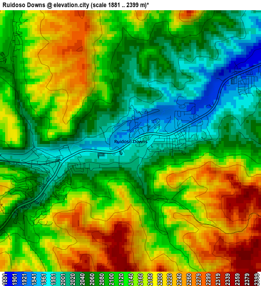 Ruidoso Downs elevation map