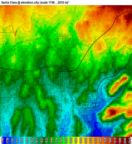 Santa Clara elevation map