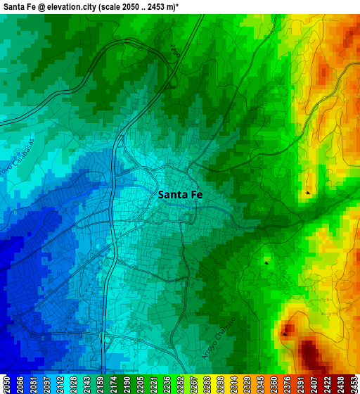 Santa Fe elevation map