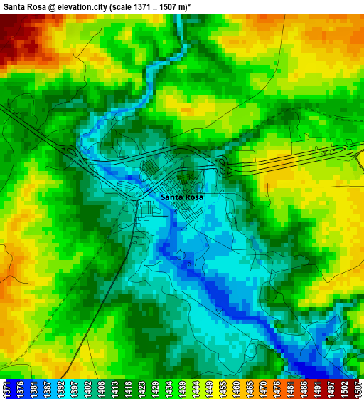 Santa Rosa elevation map