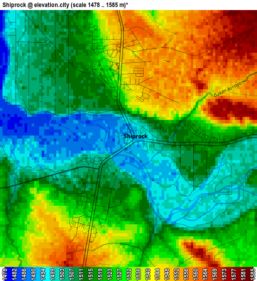 Shiprock elevation map