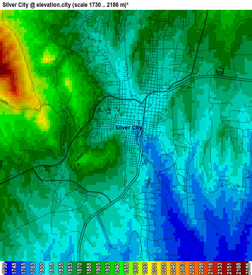 Silver City elevation map