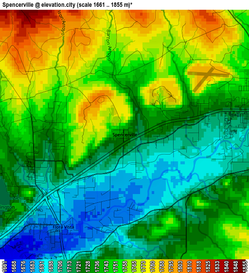 Spencerville elevation map