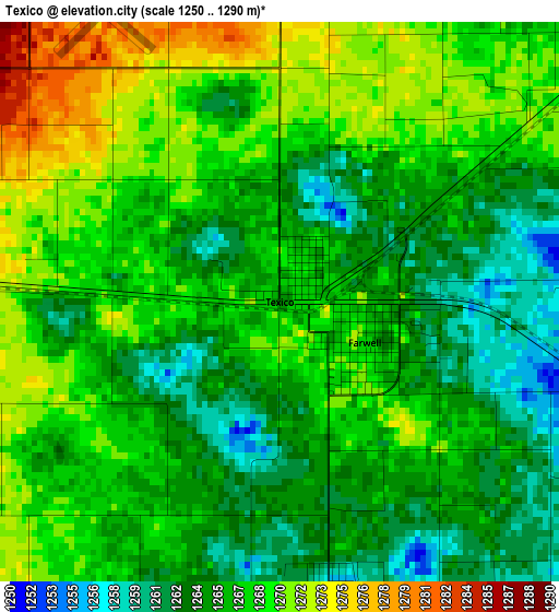 Texico elevation map