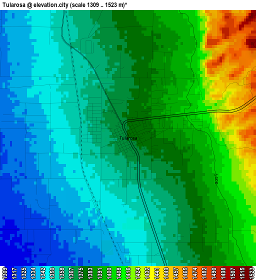 Tularosa elevation map