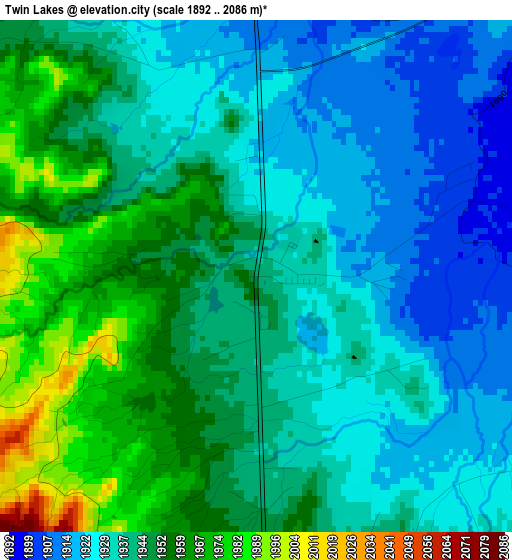 Twin Lakes elevation map