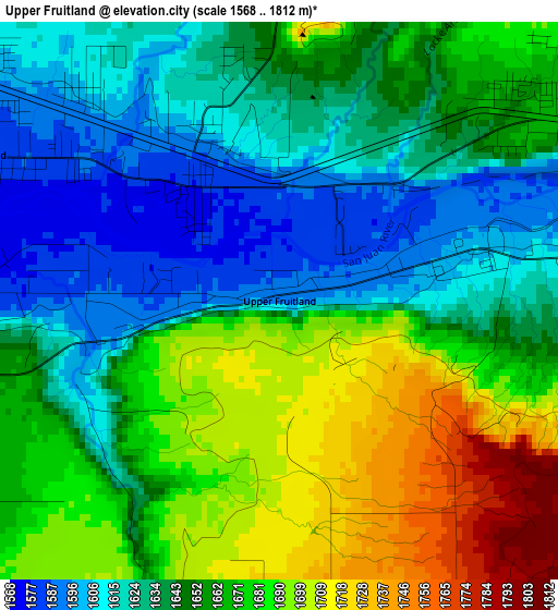 Upper Fruitland elevation map