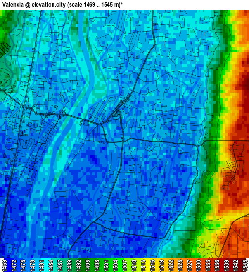 Valencia elevation map