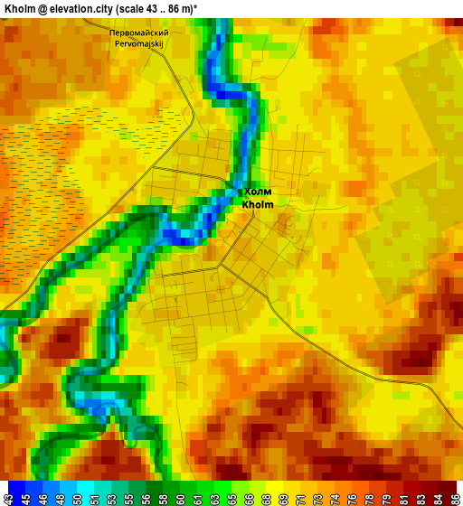 Kholm elevation map