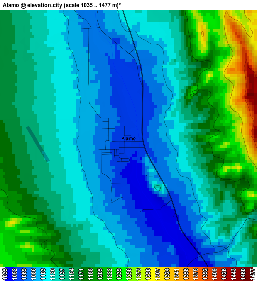Alamo elevation map