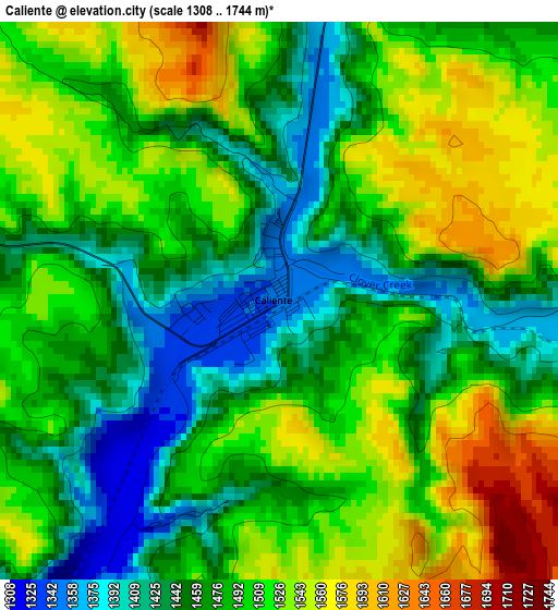 Caliente elevation map