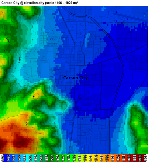 Carson City elevation map