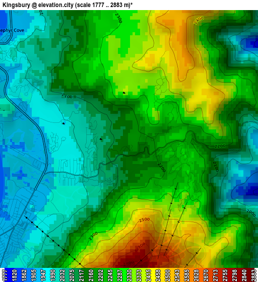 Kingsbury elevation map