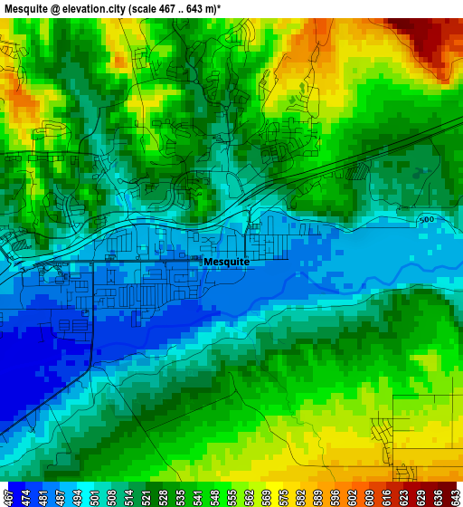 Mesquite elevation map