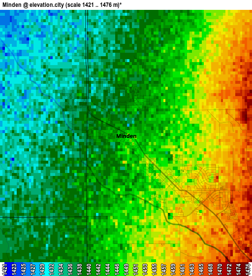 Minden elevation map