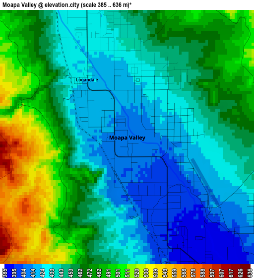 Moapa Valley elevation map