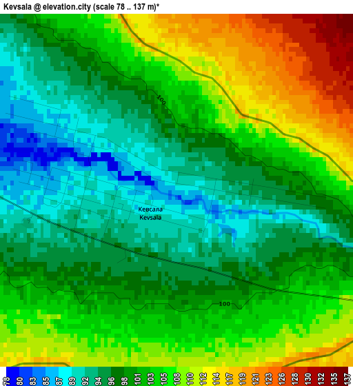 Kevsala elevation map