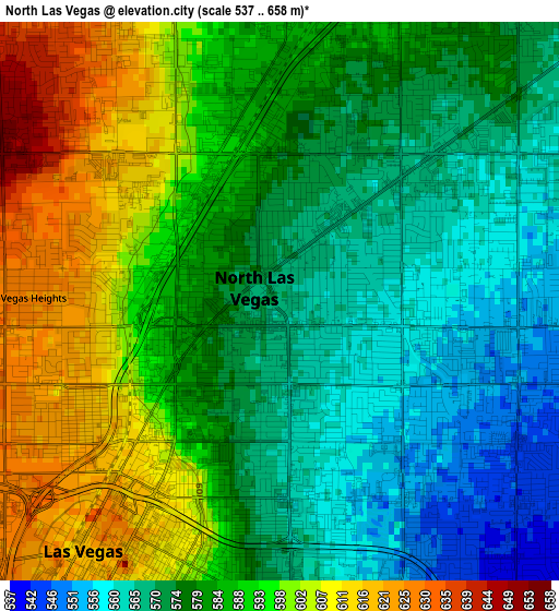 North Las Vegas elevation map