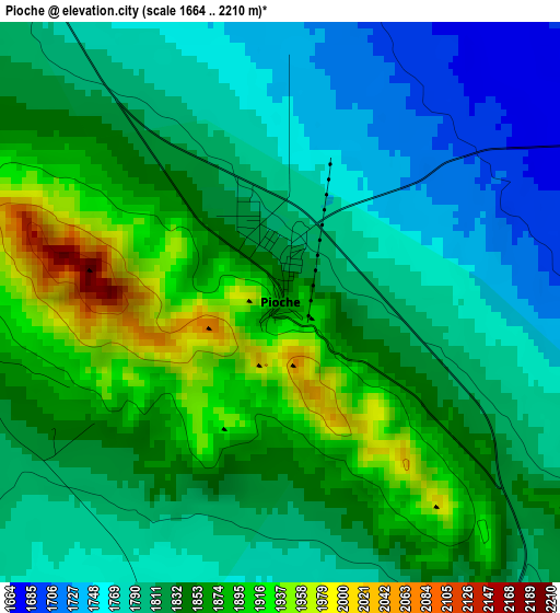 Pioche elevation map