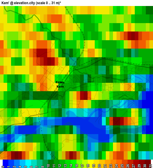 Kem’ elevation map