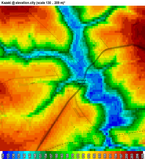 Kazaki elevation map