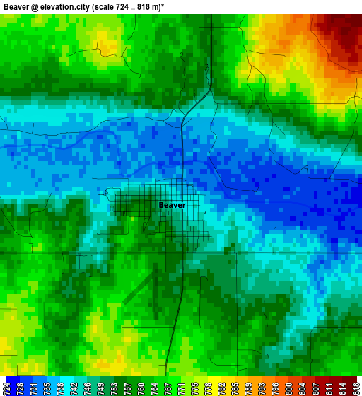 Beaver elevation map