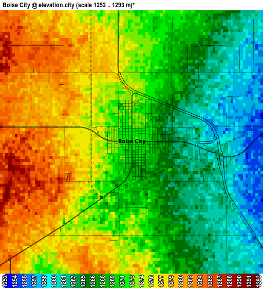 Boise City elevation map