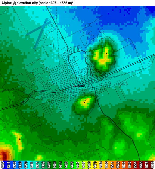 Alpine elevation map