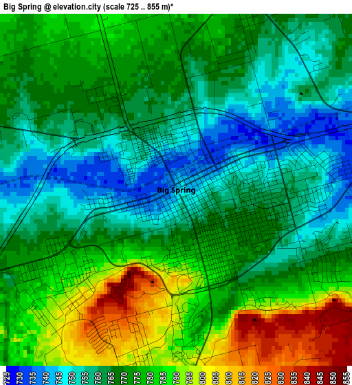 Big Spring elevation map