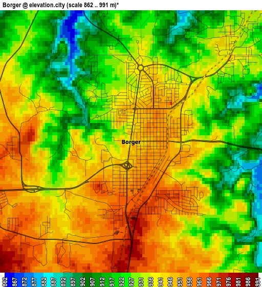 Borger elevation map