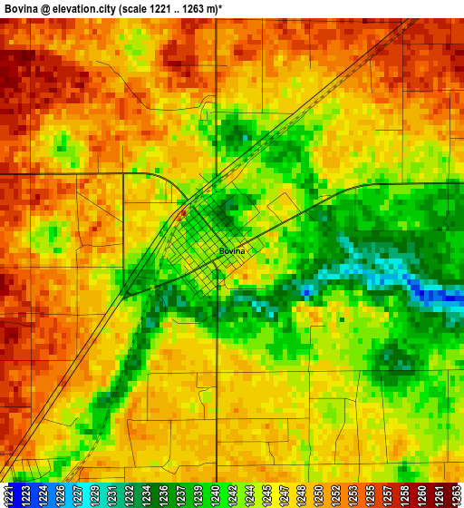 Bovina elevation map