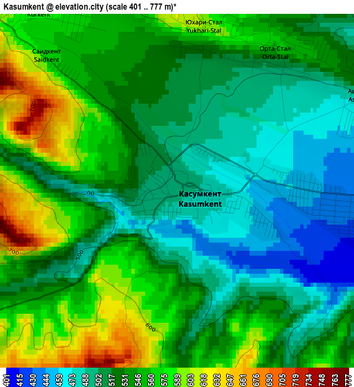 Kasumkent elevation map