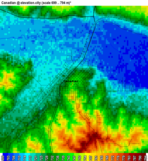 Canadian elevation map