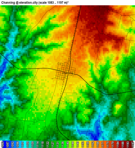 Channing elevation map