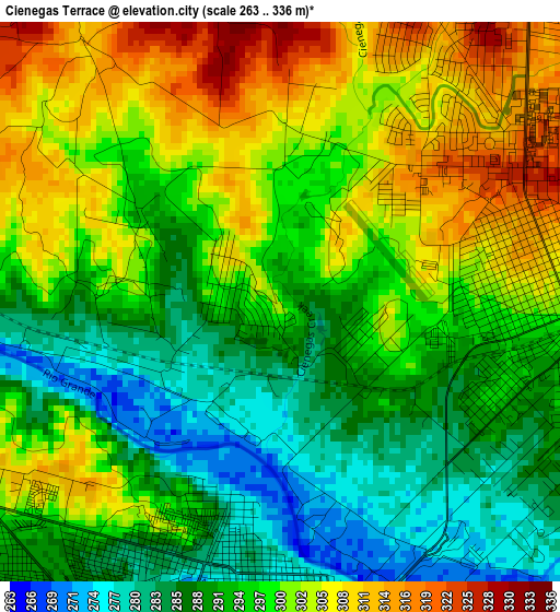 Cienegas Terrace elevation map