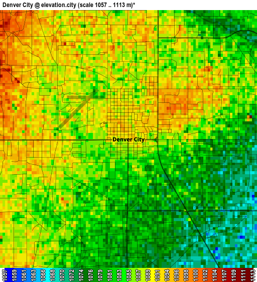 Denver City elevation map