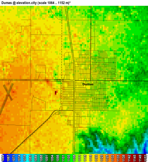 Dumas elevation map