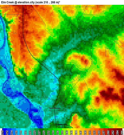 Elm Creek elevation map