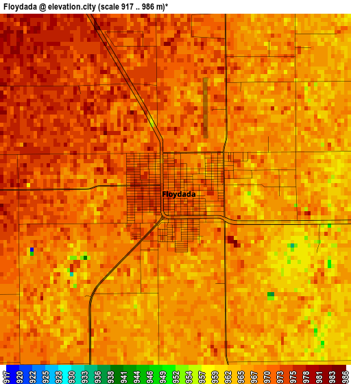 Floydada elevation map