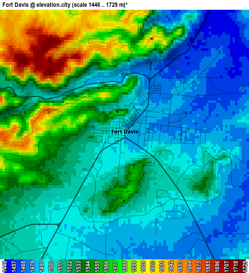Fort Davis elevation map