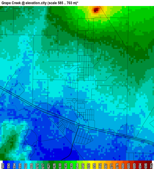 Grape Creek elevation map